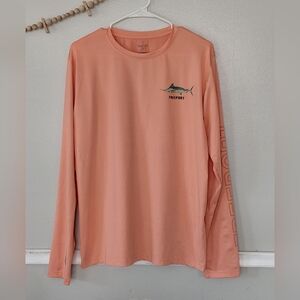 Sea Life Freeport Bahamas Orange Fishing Long Sleeve Shirt UPF 50 Size L